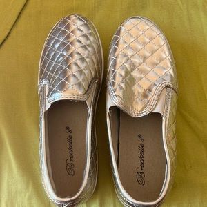 Breckelle’s Gold Patent Platform slip on sneaker